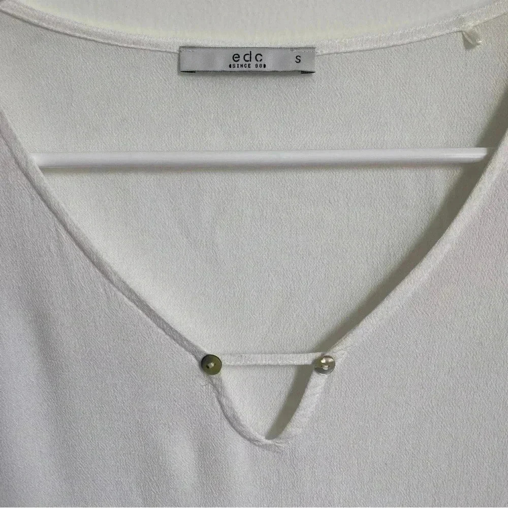 EDC white V neck blouse top - Picture 3 of 5